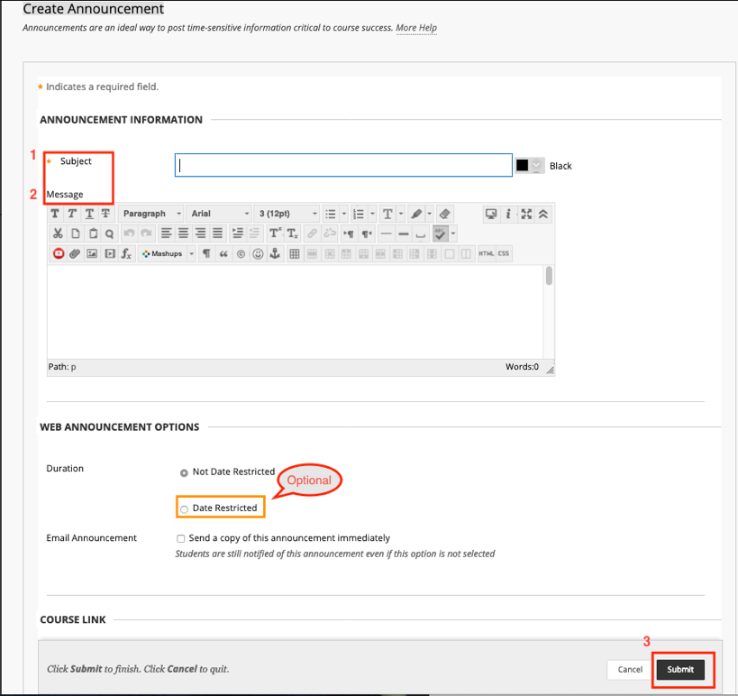 Create an Announcement Directions Create an Announcement Directions